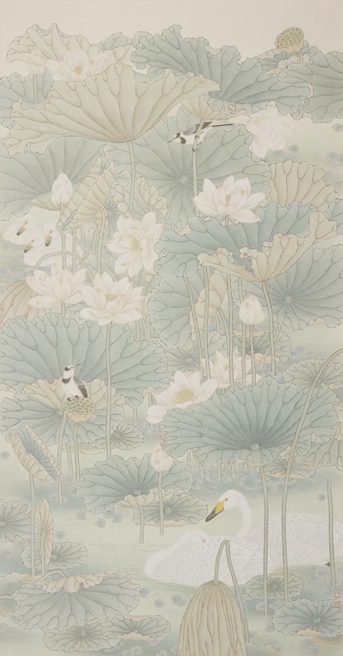 朱双杰？中国画《荷塘清韵》？176×93 第三届南通市美术作品大展 193651_副本_副本.jpg